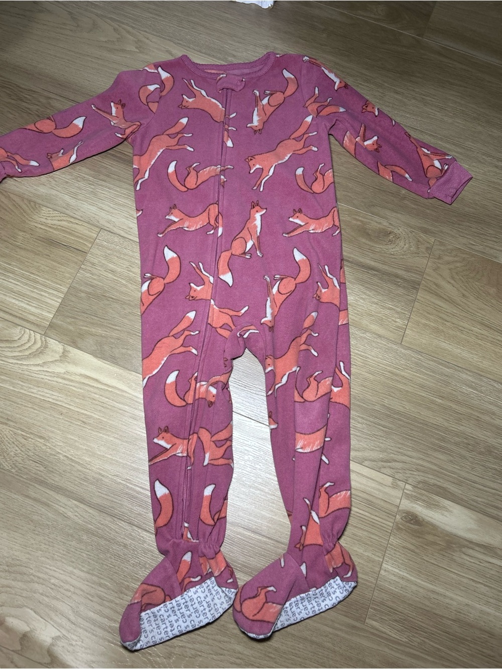 Carter's Fox-Print Footed One-Piece in Dusty Rose